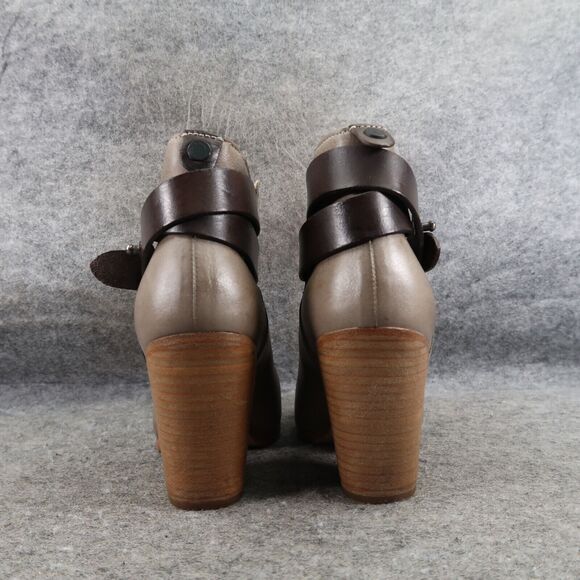 Rag & Bone Shoes Womens 35 Bootie Harrow Stacked Heel Cap Toe Leather Strap Gray - Picture 5 of 16